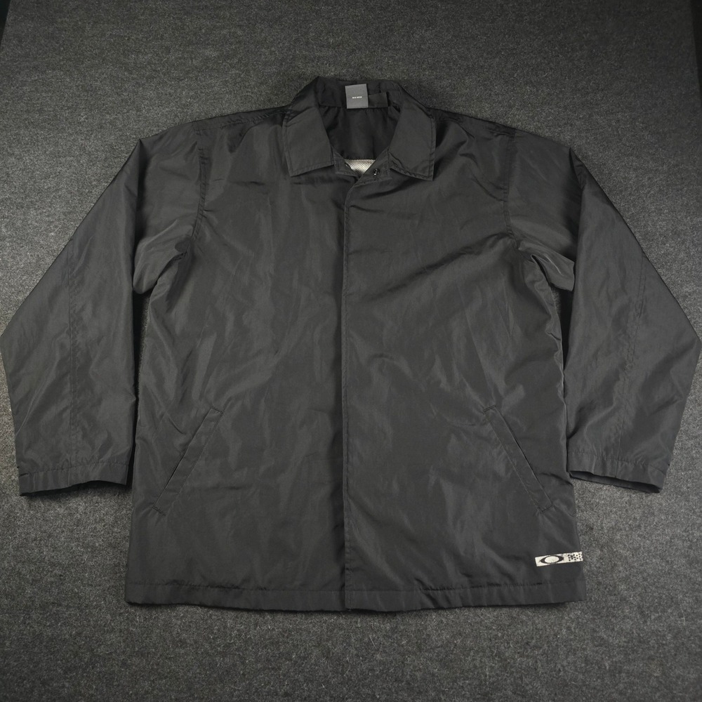 Vtg Oakley Software Windbreaker Coach Jacket Black Mesh Lined Gorpcore Men's XXL